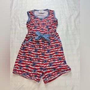 Little J's Red and Blue Fireworks Romper Girls 6/7